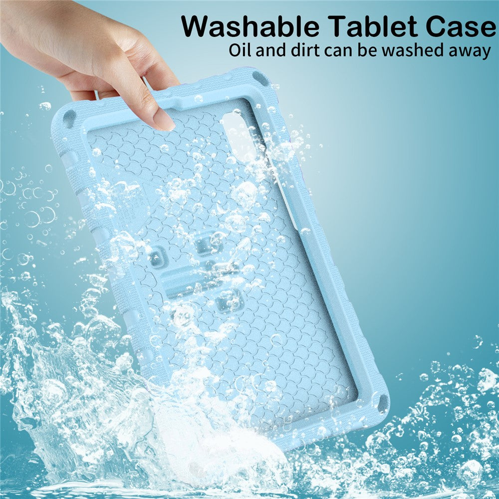 For Lenovo Tab M9 Case Butterfly Kickstand EVA Tablet Cover with Shoulder Strap - Baby Blue