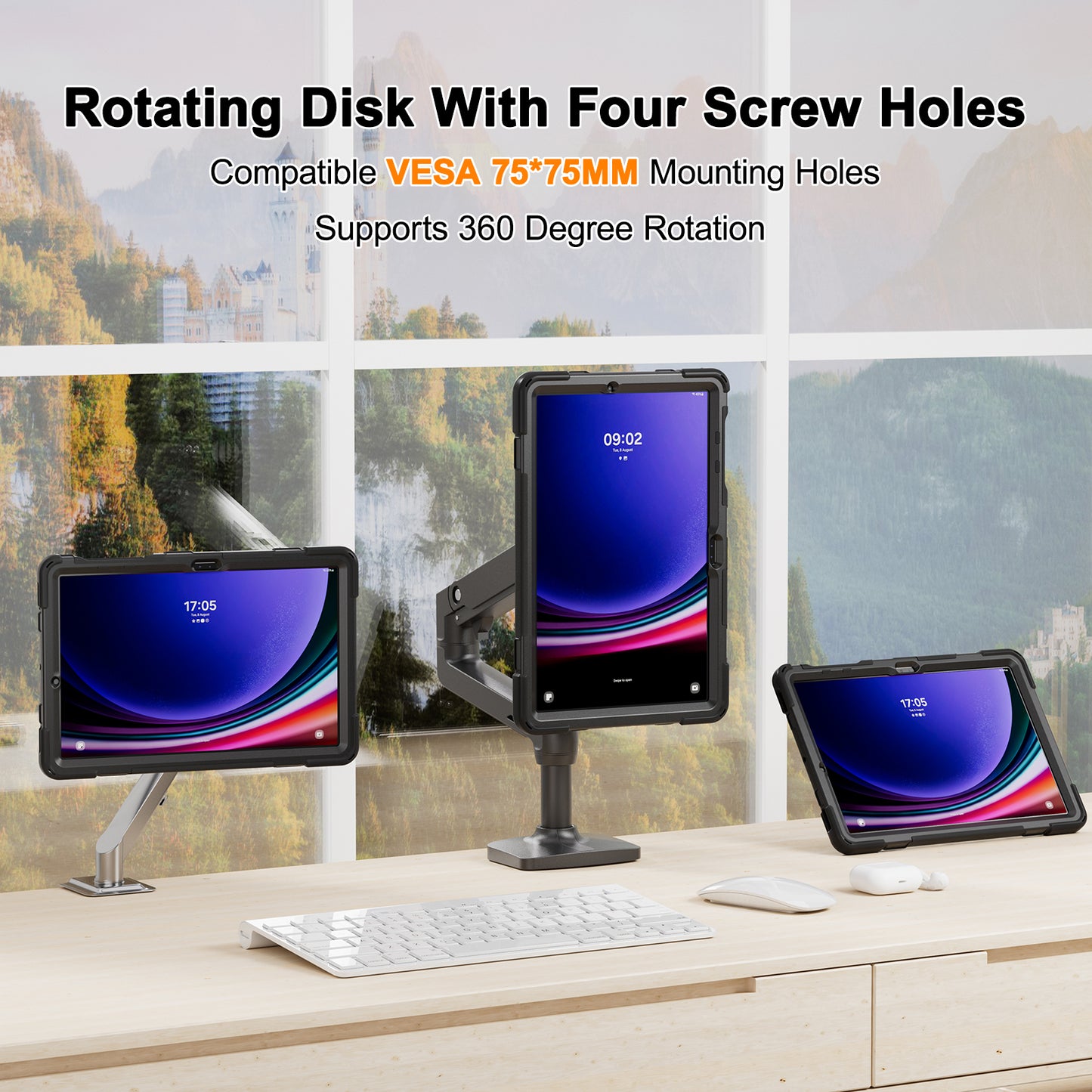 For Samsung Galaxy Tab S9 FE+ X610 / S9+ X810 / S8+ X800 / S7 FE T730 / S7+ T970 Case Kickstand PC+Silicone Tablet Cover