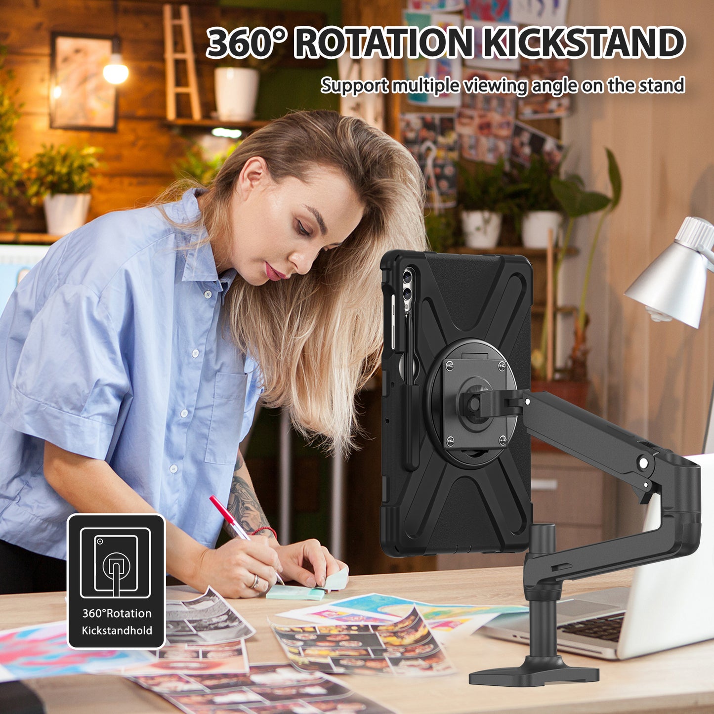 For Samsung Galaxy Tab S9 FE+ X610 / S9+ X810 / S8+ X800 / S7 FE T730 / S7+ T970 Case Kickstand PC+Silicone Tablet Cover