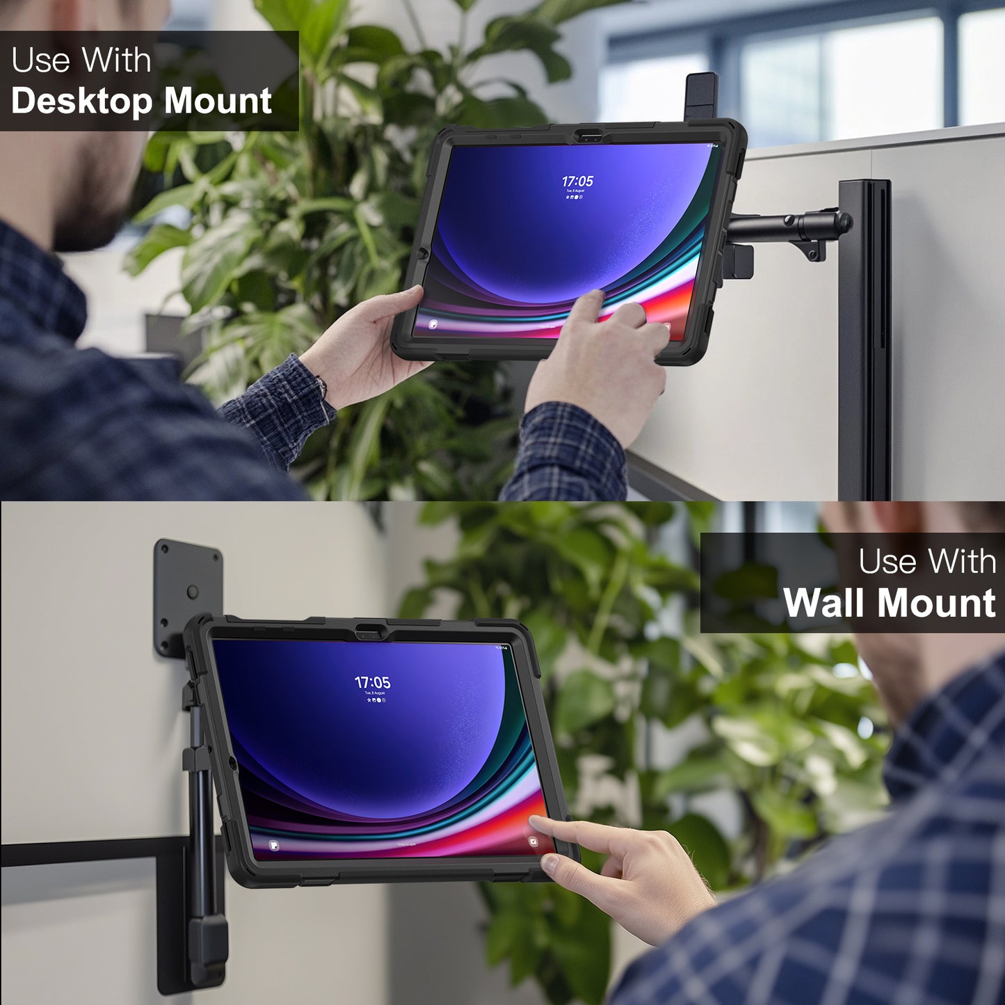 For Samsung Galaxy Tab S9 FE+ X610 / S9+ X810 / S8+ X800 / S7 FE T730 / S7+ T970 Case Kickstand PC+Silicone Tablet Cover