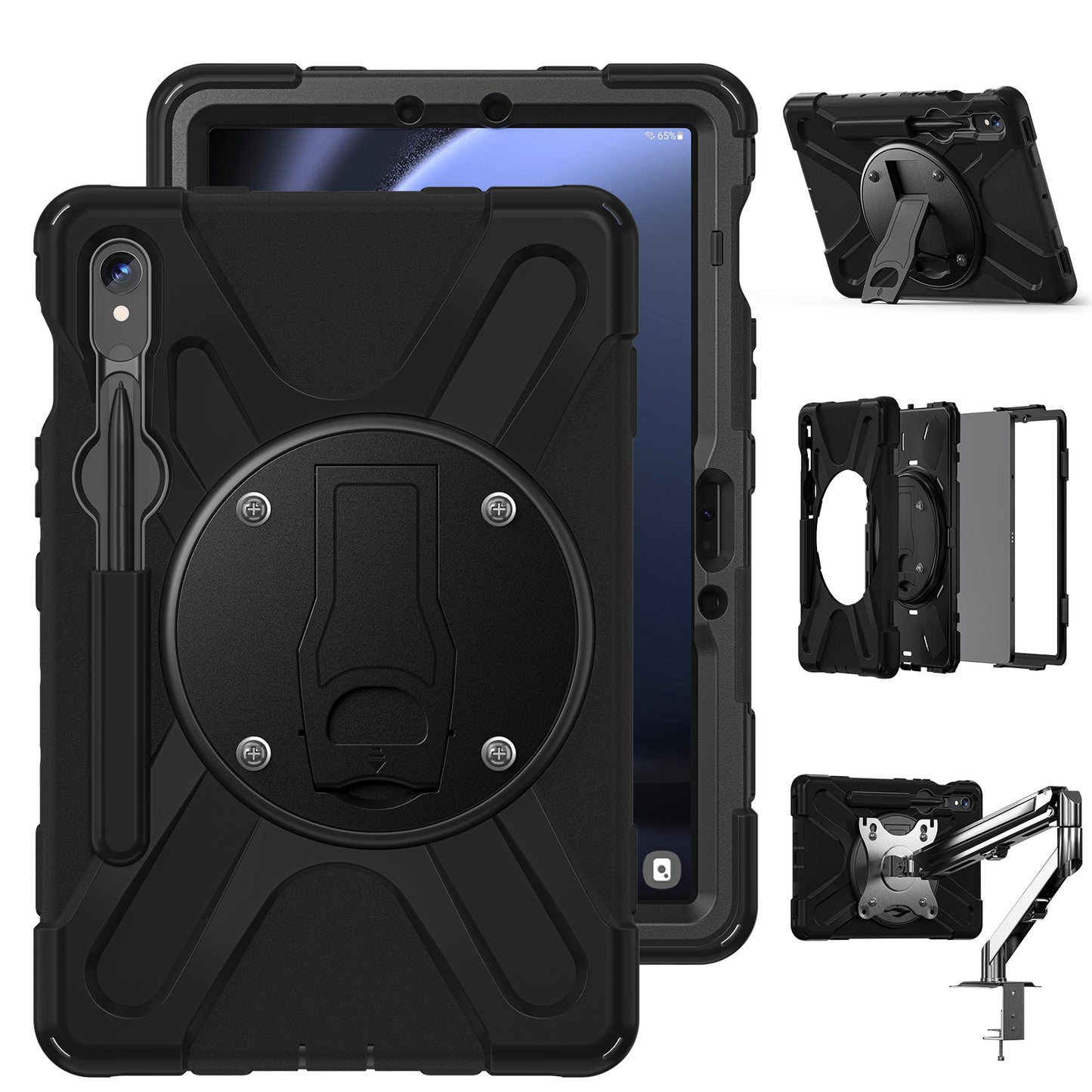 For Samsung Galaxy Tab S9 FE X510 / S9 X710 / S8 X700 / S7 T870 Case Kickstand PC+Silicone Tablet Cover