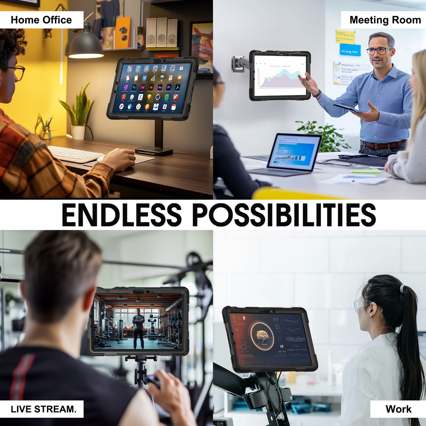 For Samsung Galaxy Tab S9 FE X510 / S9 X710 / S8 X700 / S7 T870 Case Kickstand PC+Silicone Tablet Cover