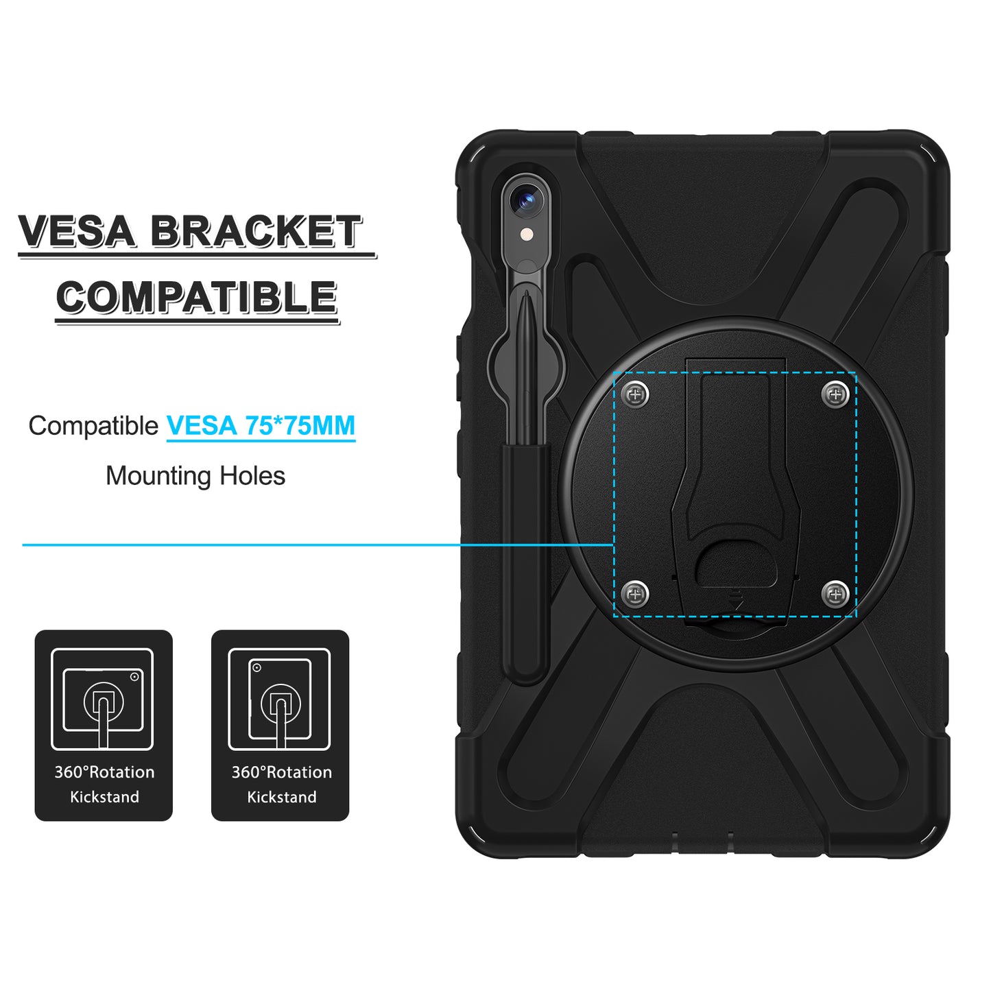 For Samsung Galaxy Tab S9 FE X510 / S9 X710 / S8 X700 / S7 T870 Case Kickstand PC+Silicone Tablet Cover