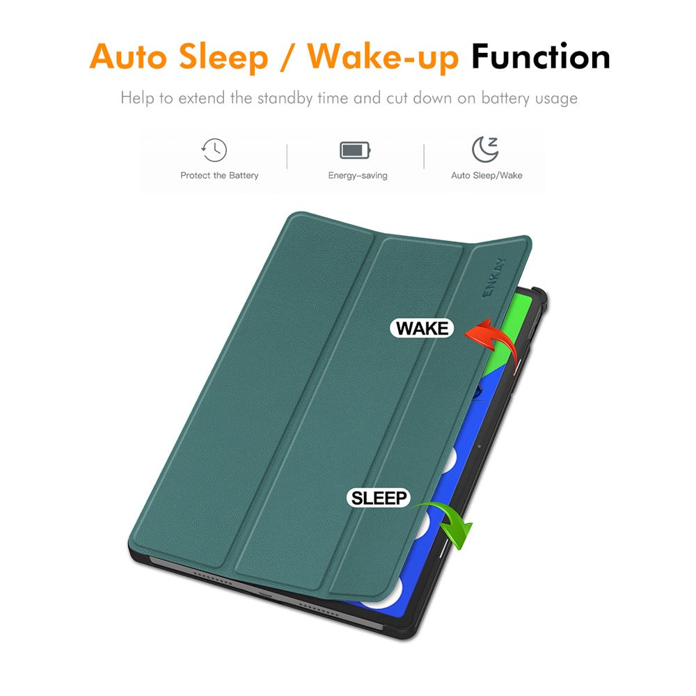 For Lenovo Xiaoxin Pad Pro 12.7 (2025) Trifold Stand Cover ENKAY HAT PRINCE PU Leather+PC Tablet Case with Auto Wake / Sleep - Red