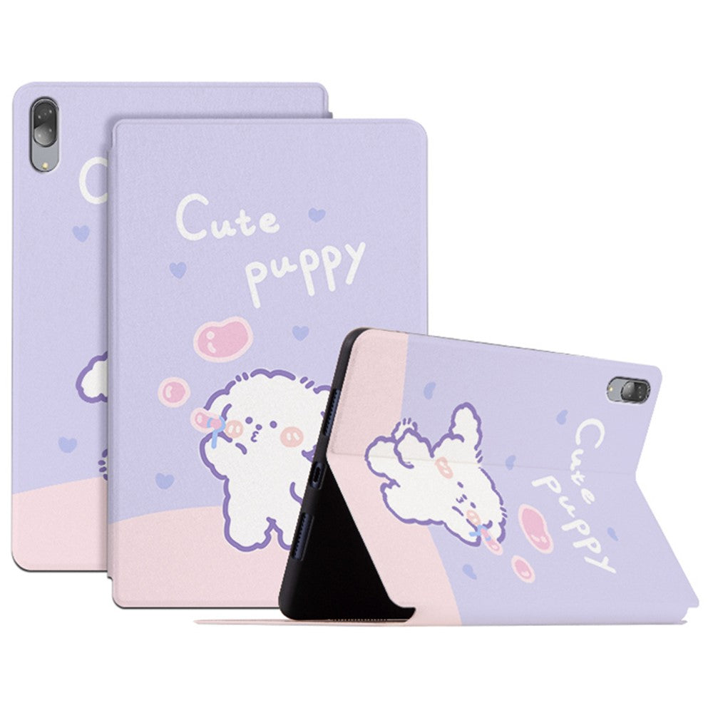 For Lenovo Pad Pro 11.5-inch Protective Case with Auto Wake/Sleep Cartoon Pattern Printed PU Leather Cover Tablet Stand Case - Bubble Dog