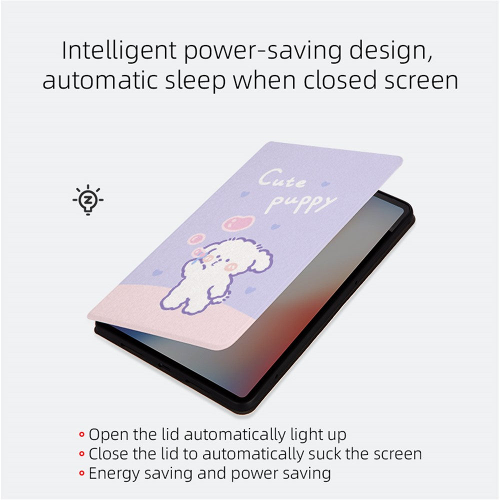 For Lenovo Pad Pro 11.5-inch Protective Case with Auto Wake/Sleep Cartoon Pattern Printed PU Leather Cover Tablet Stand Case - Bubble Dog