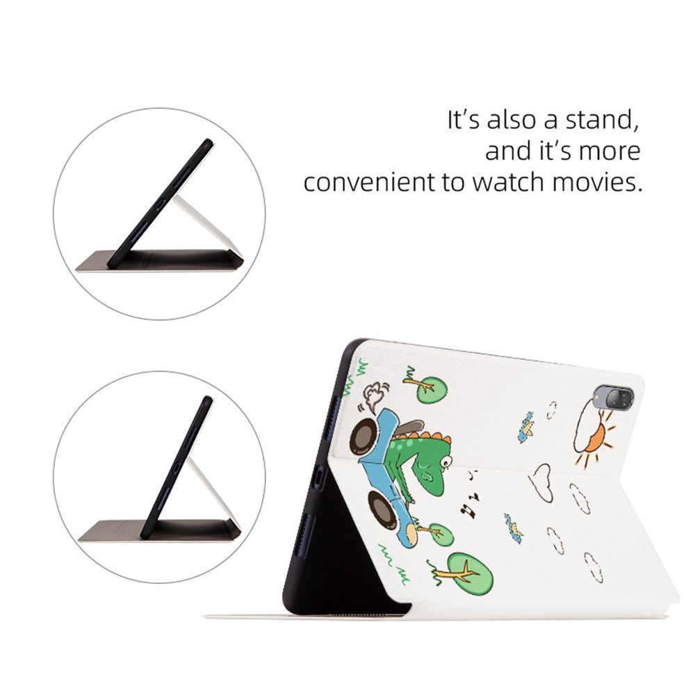 For Lenovo Pad Pro 11.5-inch Protective Case with Auto Wake/Sleep Cartoon Pattern Printed PU Leather Cover Tablet Stand Case - Walking Dinosaur