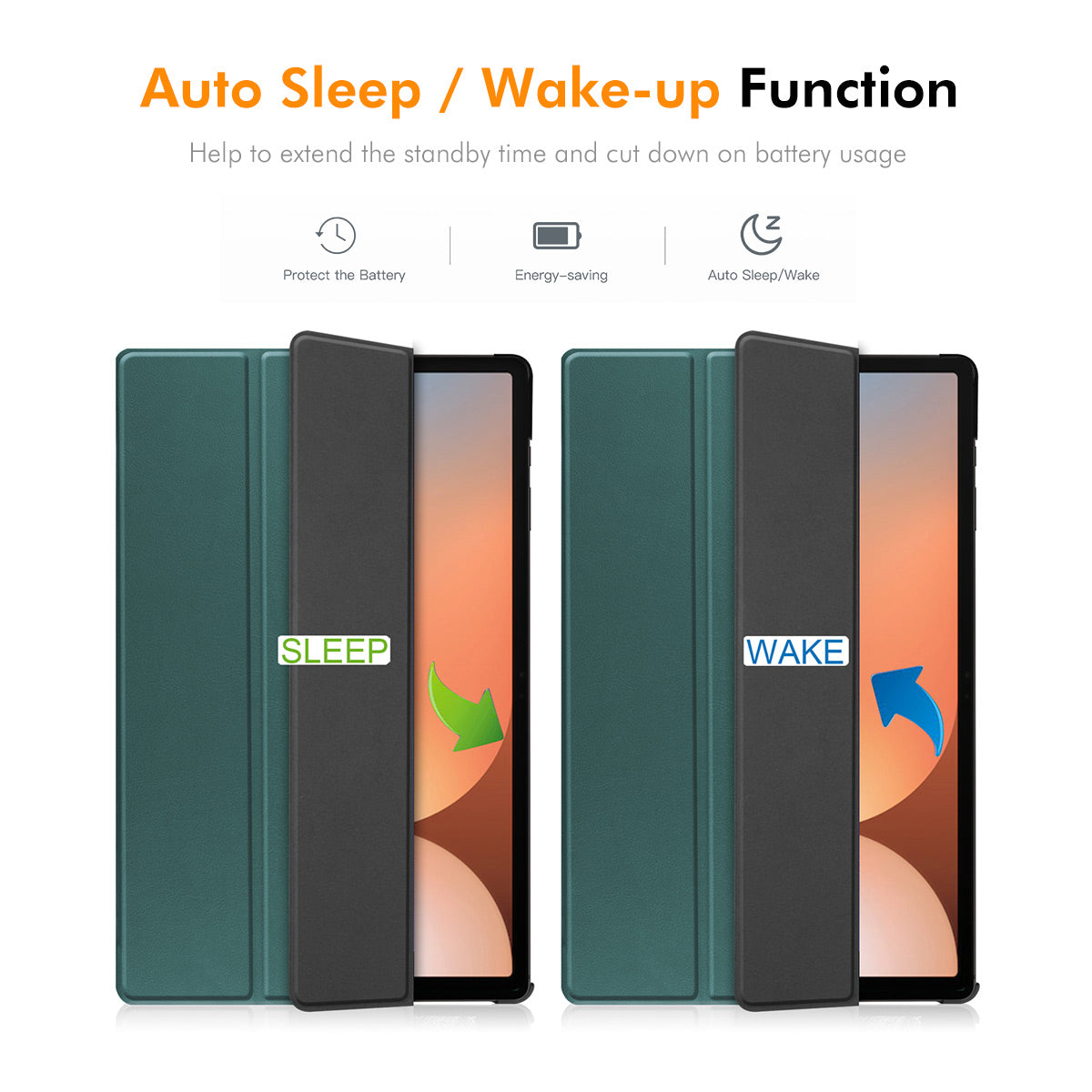For Samsung Galaxy Tab S9+ / Galaxy Tab S9 FE+ / Galaxy Tab S10+ ENKAY HAT PRINCE Trifold Stand Cover PU Leather+PC Tablet Case - Dark Green