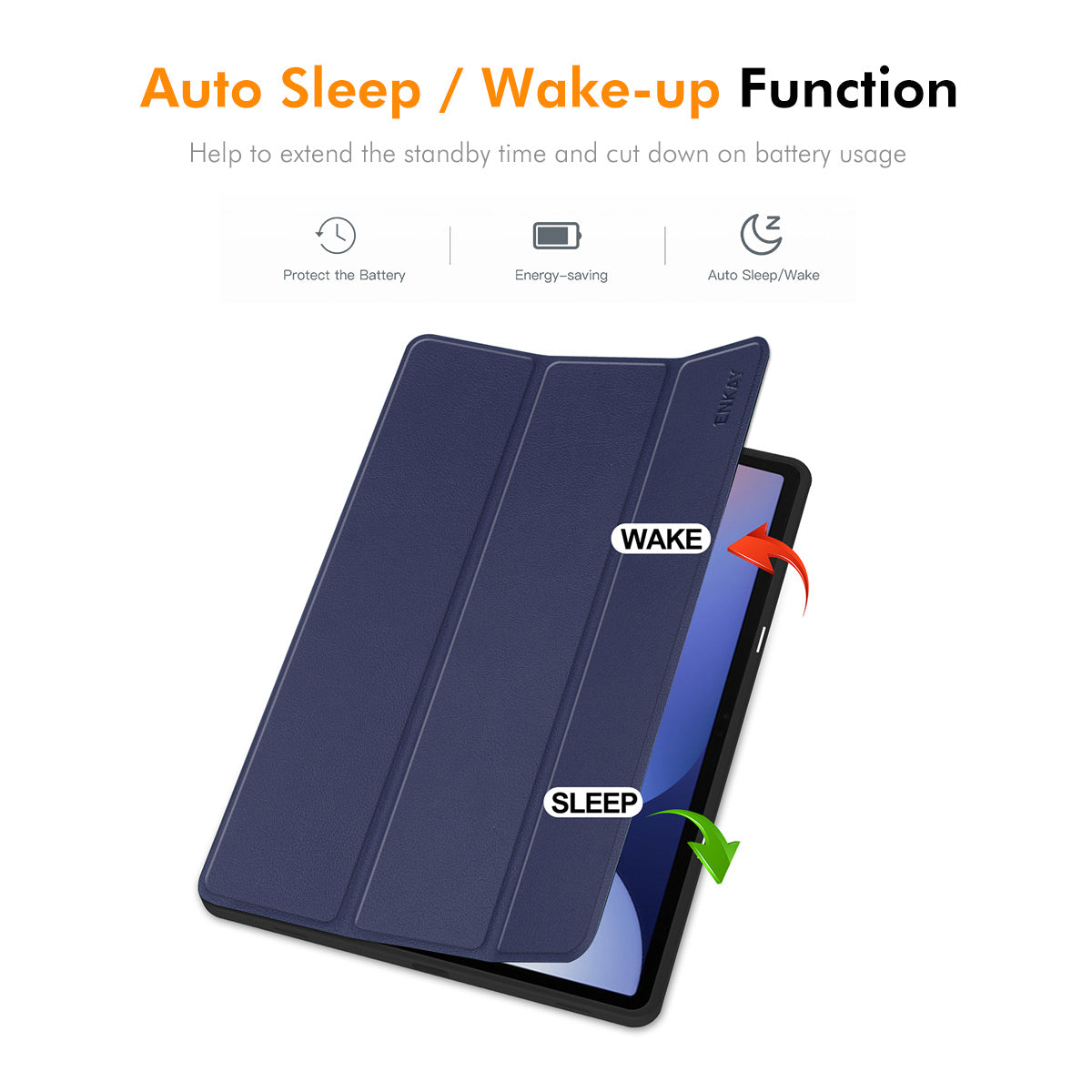For Samsung Galaxy Tab S9+ / Galaxy Tab S9 FE+ / Galaxy Tab S10+ ENKAY Tri-Fold Stand Tablet Case PU Leather+TPU Smart Cover with Pencil Holder - Black