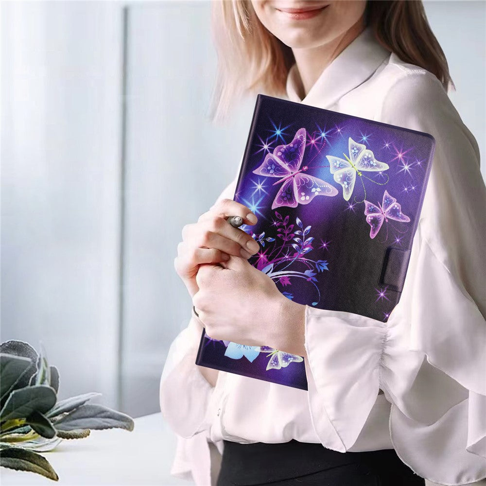 For Lenovo Tab M11 TB-330FU Case Pattern Printed Stand Litchi Texture Leather Tablet Cover with Card Slots - Purple Butterfly