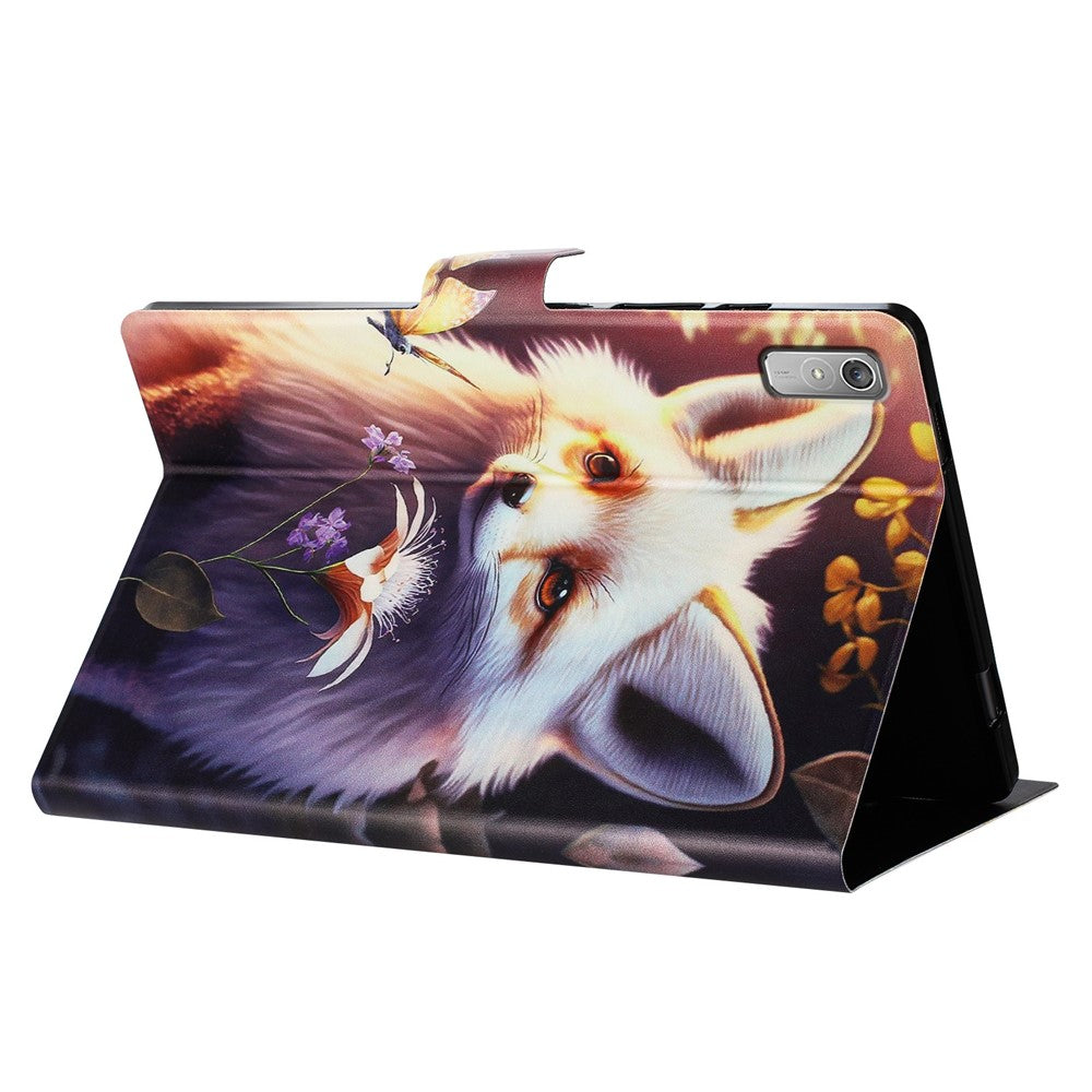 For Lenovo Tab P11 Gen 2 TB-350 Case Pattern Printed Stand Litchi Texture Leather Tablet Cover with Card Slots - Fox