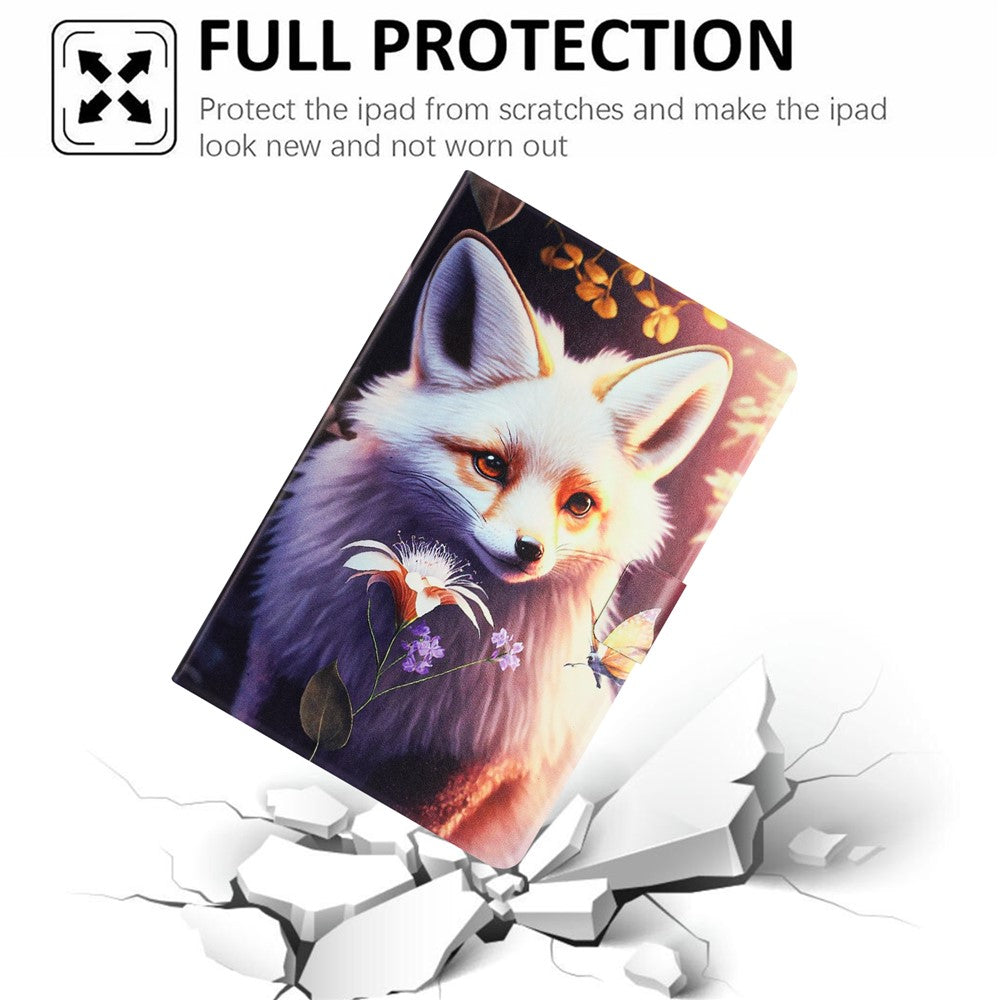 For Lenovo Tab P11 Gen 2 TB-350 Case Pattern Printed Stand Litchi Texture Leather Tablet Cover with Card Slots - Fox