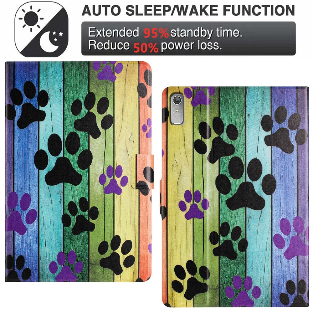 For Lenovo Tab P11 Gen 2 TB-350 Case Pattern Printed Stand Litchi Texture Leather Tablet Cover with Card Slots - Cat Claw