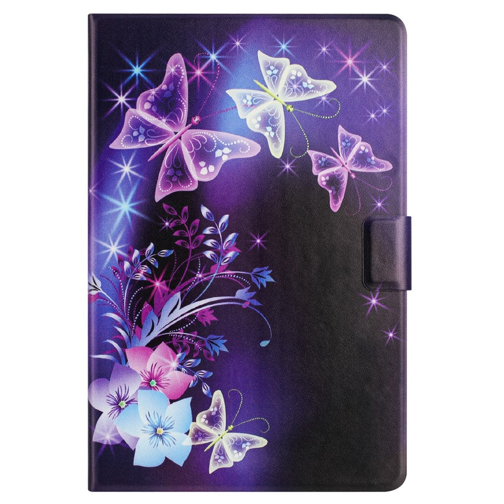 For Lenovo Tab M9 TB-310FU Case Pattern Printed Stand Litchi Texture Leather Tablet Cover with Card Slots - Purple Butterfly