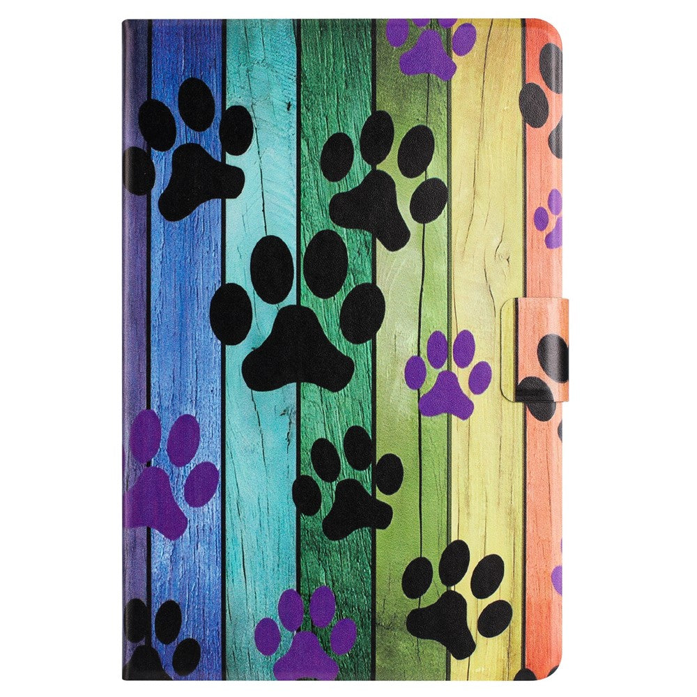 For Lenovo Tab M9 TB-310FU Case Pattern Printed Stand Litchi Texture Leather Tablet Cover with Card Slots - Cat Claw
