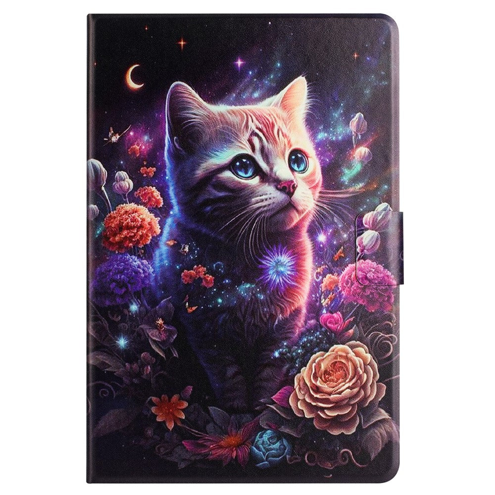 For Lenovo Tab M9 TB-310FU Case Pattern Printed Stand Litchi Texture Leather Tablet Cover with Card Slots - Cat
