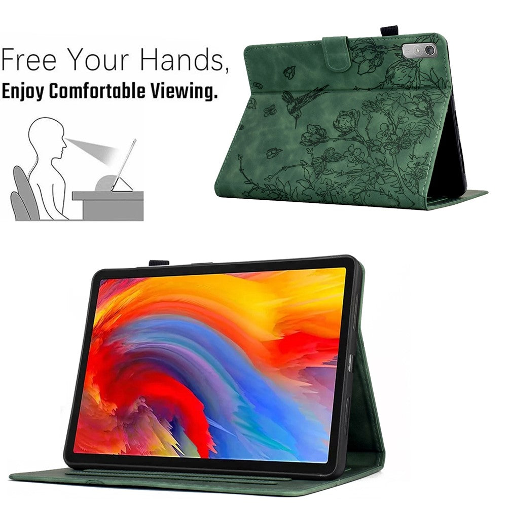 For Lenovo Tab P11 Gen 2 TB-350 / Xiaoxin Pad Plus (2023) Case Card Holder Leather Tablet Cover - Green
