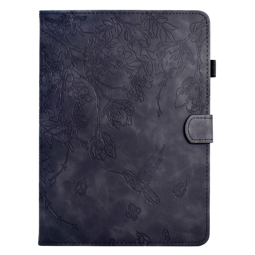 For Lenovo Tab M10 (Gen 3) Case Flower Bird Imprinted Card Holder Leather Tablet Cover - Black