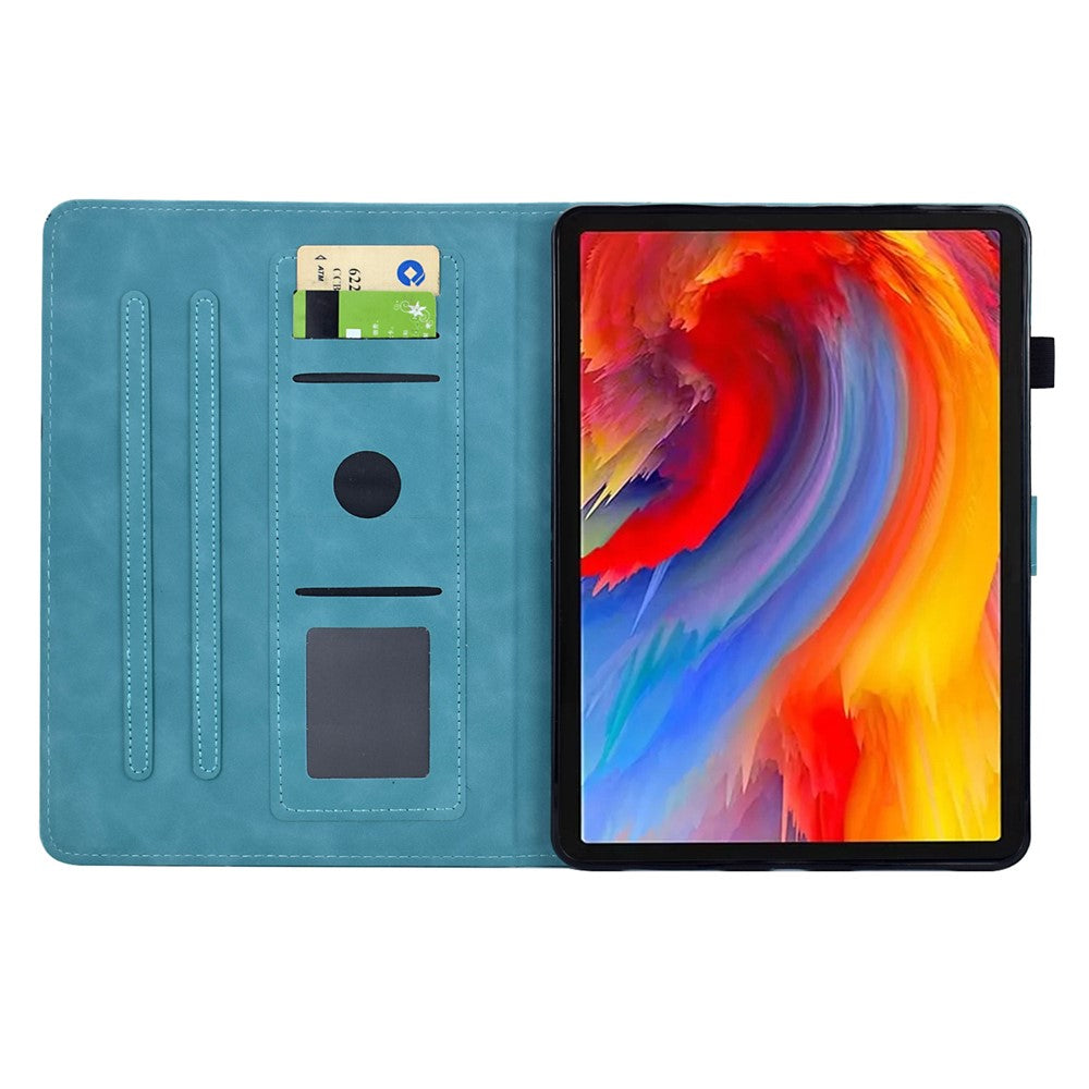 For Lenovo Tab M10 (Gen 3) Case Flower Bird Imprinted Card Holder Leather Tablet Cover - Baby Blue