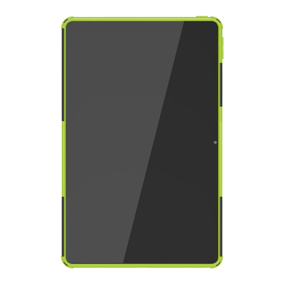 For Lenovo Tab M10 Plus (3rd Gen) / Xiaoxin Pad 2022 10.6 inch Anti-scratch Anti-fall Tire Texture Kickstand Heavy Duty Armor Cover Soft TPU Hard PC Case - Green