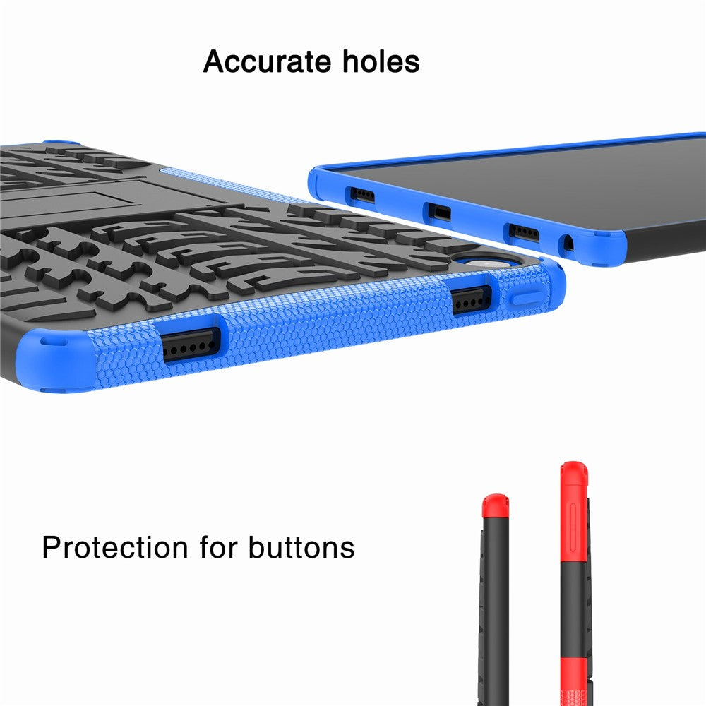 For Lenovo Tab M10 Plus (3rd Gen) / Xiaoxin Pad 2022 10.6 inch Anti-scratch Anti-fall Tire Texture Kickstand Heavy Duty Armor Cover Soft TPU Hard PC Case - Green