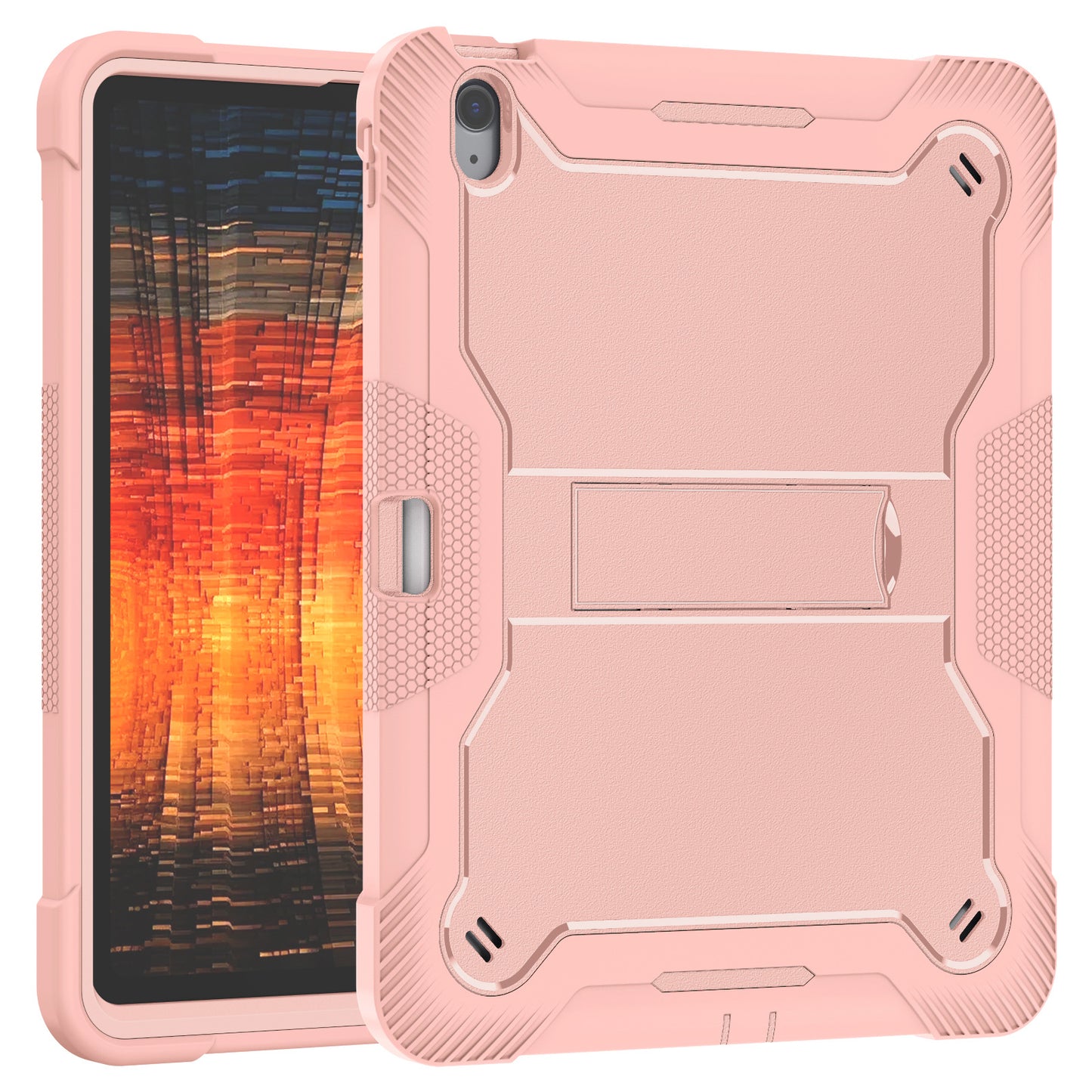 Bulk Buy Tablet Case For Samsung Galaxy Tab S9 FE / Tab S9 X710 / X716B / X718U Kickstand Silicone + PC Impact Protective Tablet Cover - Rose Gold