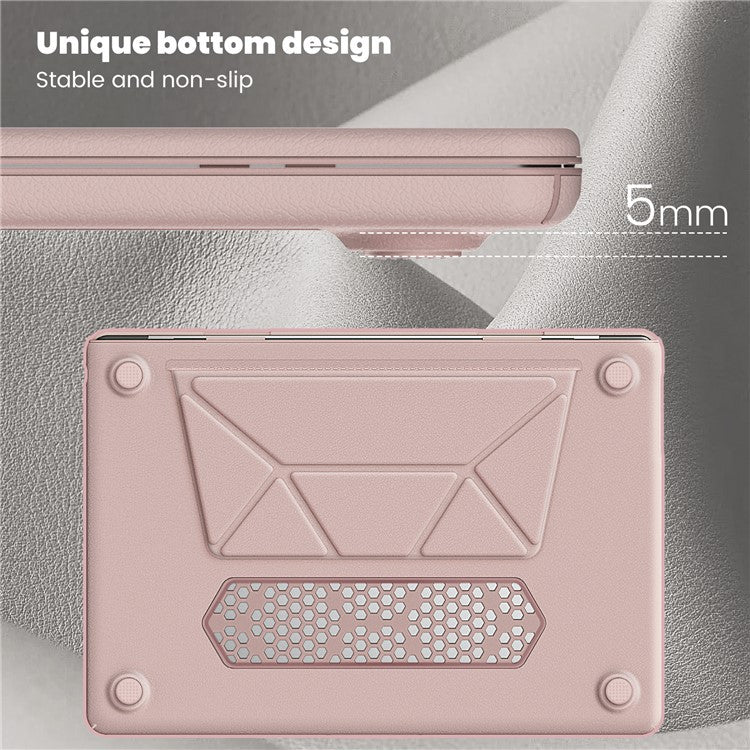 For Macbook Air 15 inch (2025) / (2024) / (2023) (M2 A2941 / M3 A3114) Laptop Case Anti-Slip PC+PU Leather Flip Cover - Pink