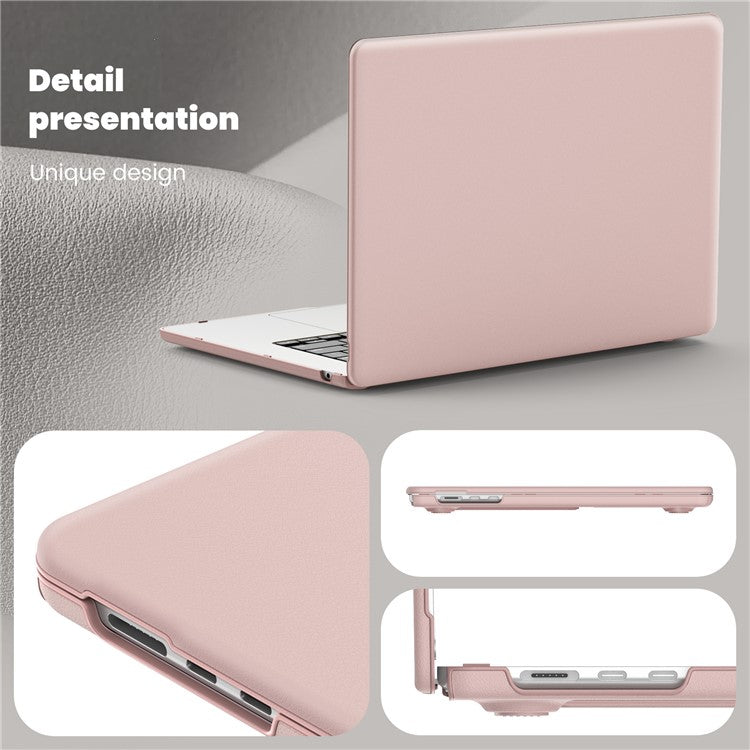 For Macbook Air 15 inch (2025) / (2024) / (2023) (M2 A2941 / M3 A3114) Laptop Case Anti-Slip PC+PU Leather Flip Cover - Pink