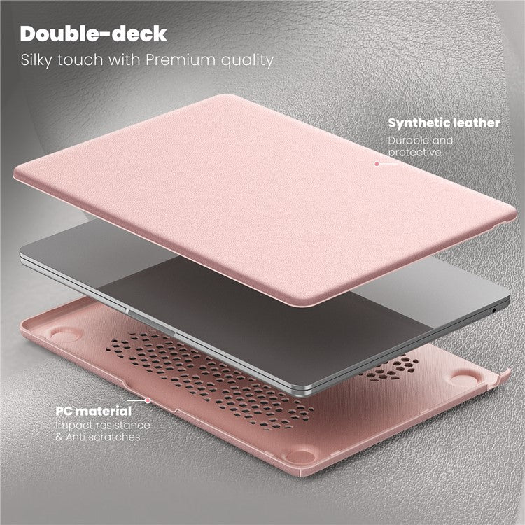 For Macbook Air 15 inch (2025) / (2024) / (2023) (M2 A2941 / M3 A3114) Laptop Case Anti-Slip PC+PU Leather Flip Cover - Pink