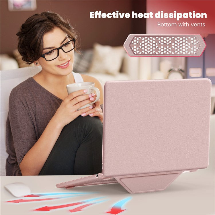 For Macbook Air 15 inch (2025) / (2024) / (2023) (M2 A2941 / M3 A3114) Laptop Case Anti-Slip PC+PU Leather Flip Cover - Pink