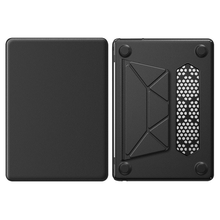 For Macbook Air 15 inch (2025) / (2024) / (2023) (M2 A2941 / M3 A3114) Laptop Case Anti-Slip PC+PU Leather Flip Cover - Black