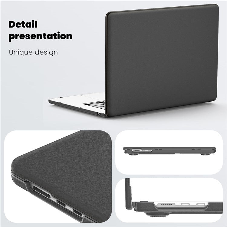 For Macbook Air 15 inch (2025) / (2024) / (2023) (M2 A2941 / M3 A3114) Laptop Case Anti-Slip PC+PU Leather Flip Cover - Grey