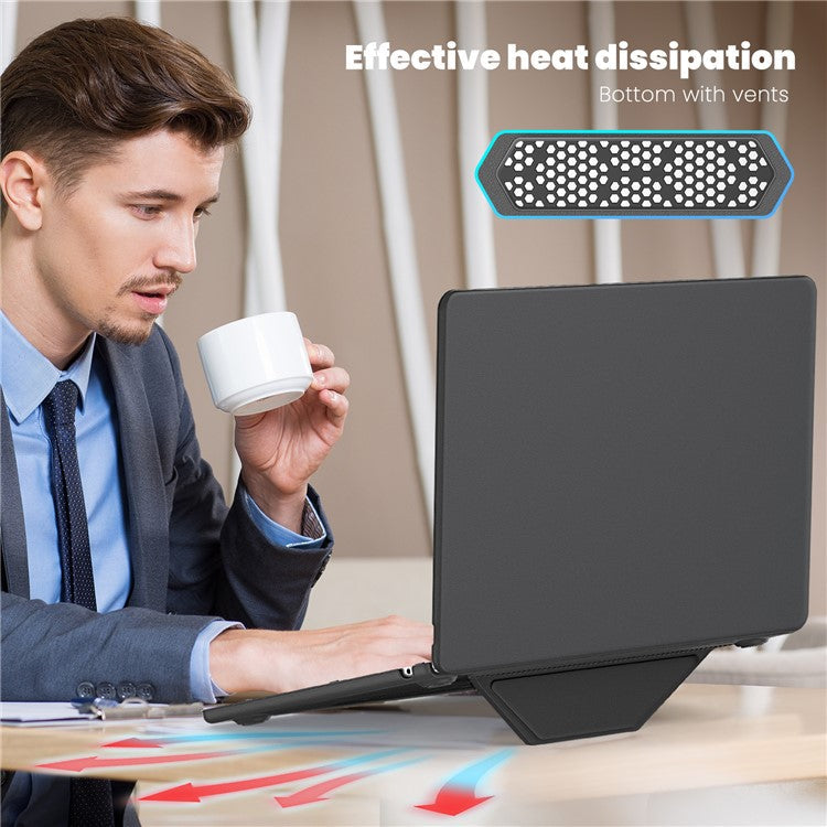 For Macbook Air 15 inch (2025) / (2024) / (2023) (M2 A2941 / M3 A3114) Laptop Case Anti-Slip PC+PU Leather Flip Cover - Grey