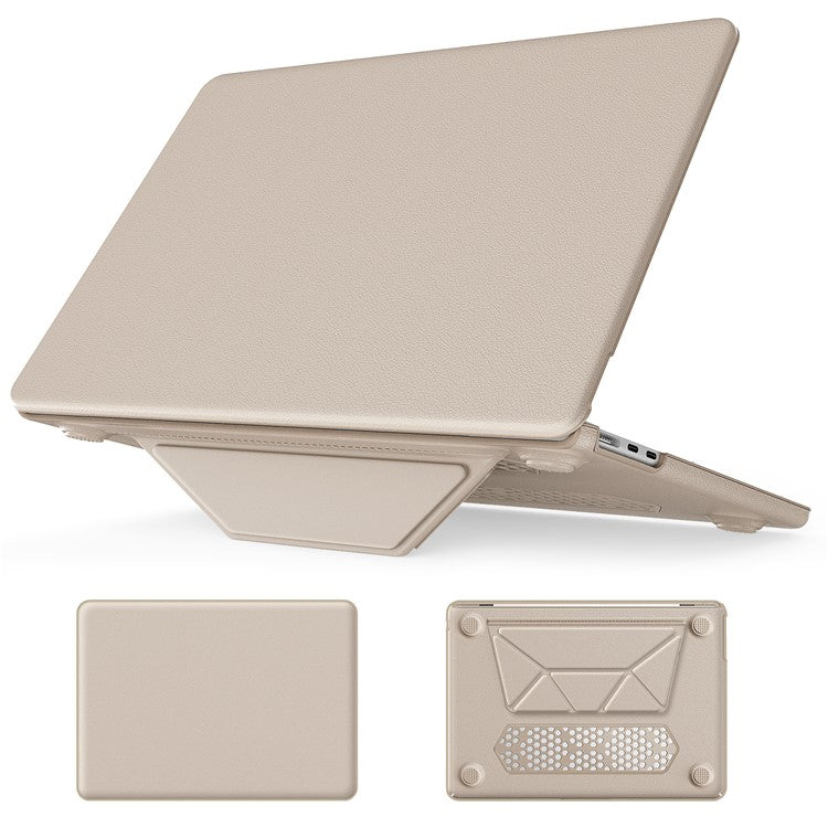 For Macbook Air 15 inch (2025) / (2024) / (2023) (M2 A2941 / M3 A3114) Laptop Case Anti-Slip PC+PU Leather Flip Cover - Gold