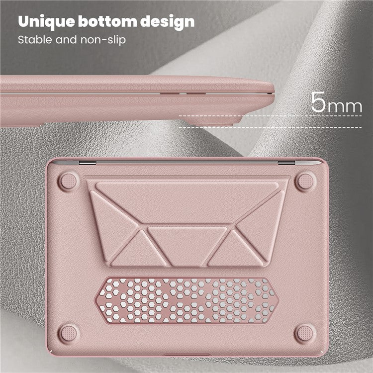 For MacBook Air 13 inch (2020) / (2018) A2337 M1 A2179 A1932 Laptop Case Anti-Slip PC+PU Leather Flip Cover - Pink