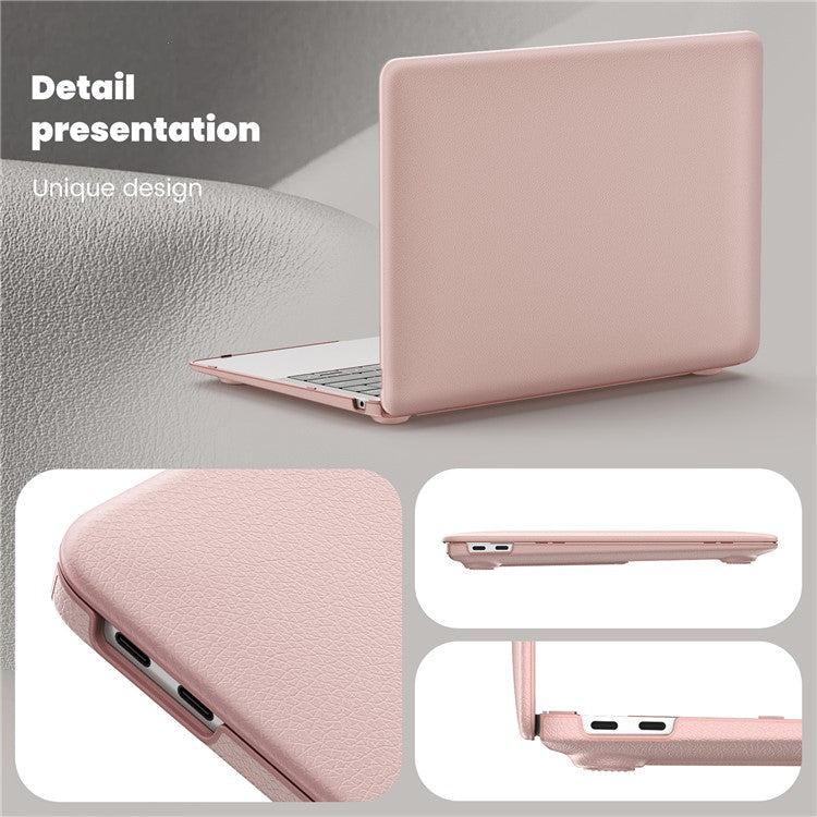 For MacBook Air 13 inch (2020) / (2018) A2337 M1 A2179 A1932 Laptop Case Anti-Slip PC+PU Leather Flip Cover - Pink