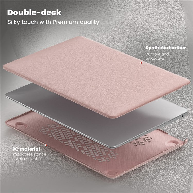 For MacBook Air 13 inch (2020) / (2018) A2337 M1 A2179 A1932 Laptop Case Anti-Slip PC+PU Leather Flip Cover - Pink