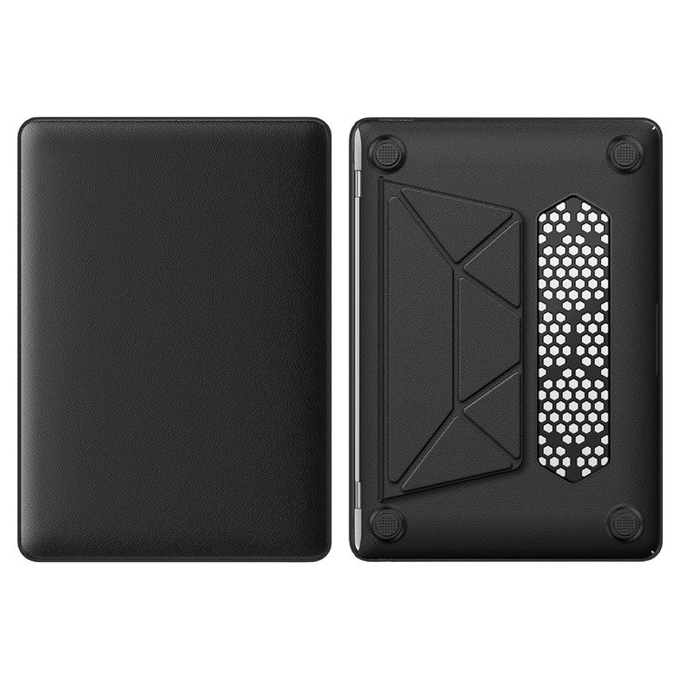 For MacBook Air 13 inch (2020) / (2018) A2337 M1 A2179 A1932 Laptop Case Anti-Slip PC+PU Leather Flip Cover - Black