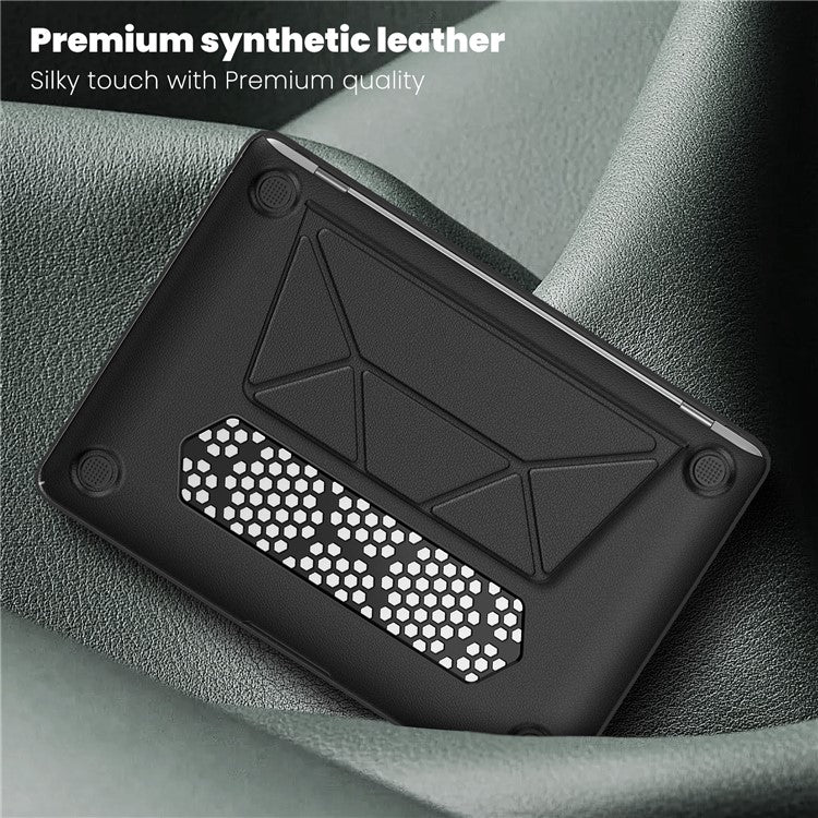For MacBook Air 13 inch (2020) / (2018) A2337 M1 A2179 A1932 Laptop Case Anti-Slip PC+PU Leather Flip Cover - Black