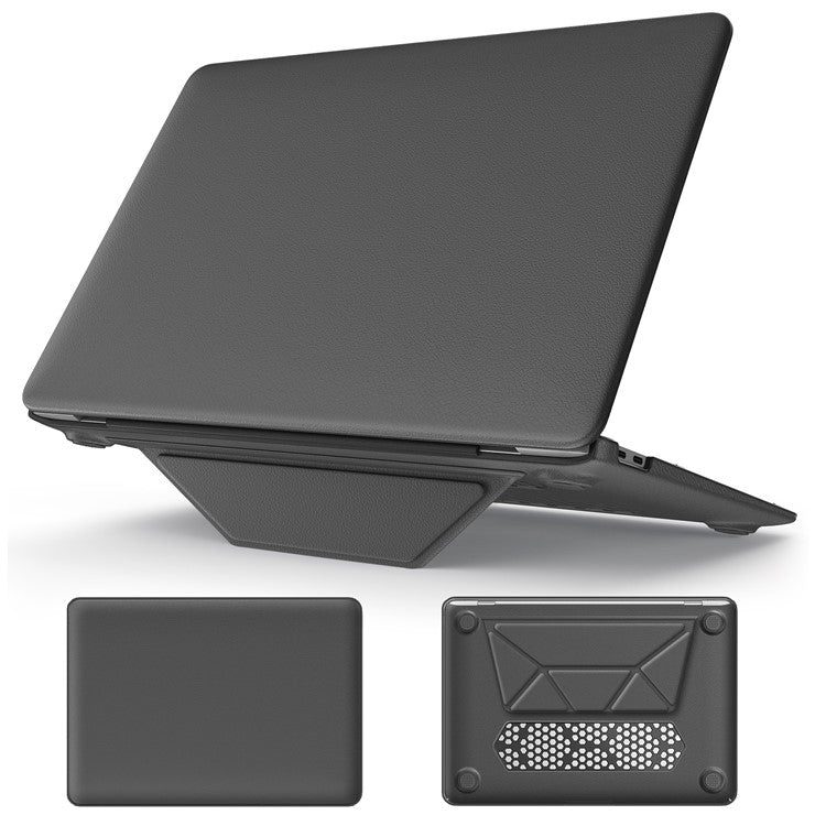 For MacBook Air 13 inch (2020) / (2018) A2337 M1 A2179 A1932 Laptop Case Anti-Slip PC+PU Leather Flip Cover - Grey