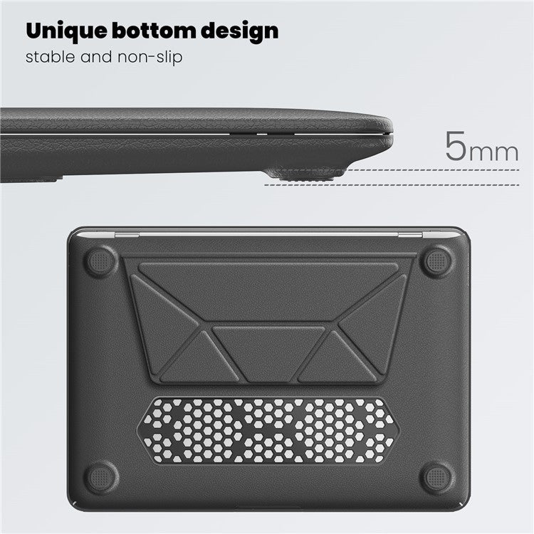 For MacBook Air 13 inch (2020) / (2018) A2337 M1 A2179 A1932 Laptop Case Anti-Slip PC+PU Leather Flip Cover - Grey