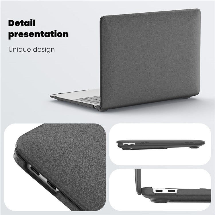 For MacBook Air 13 inch (2020) / (2018) A2337 M1 A2179 A1932 Laptop Case Anti-Slip PC+PU Leather Flip Cover - Grey