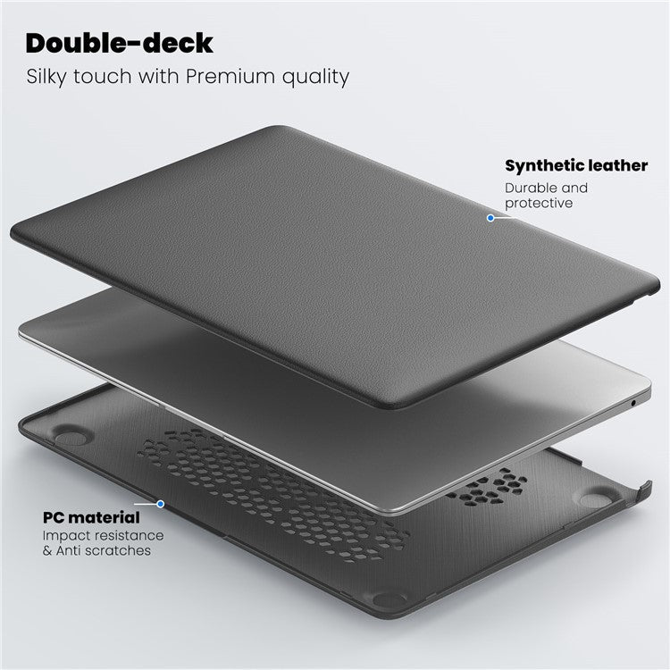 For MacBook Air 13 inch (2020) / (2018) A2337 M1 A2179 A1932 Laptop Case Anti-Slip PC+PU Leather Flip Cover - Grey