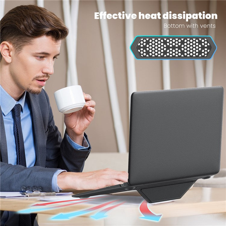 For MacBook Air 13 inch (2020) / (2018) A2337 M1 A2179 A1932 Laptop Case Anti-Slip PC+PU Leather Flip Cover - Grey