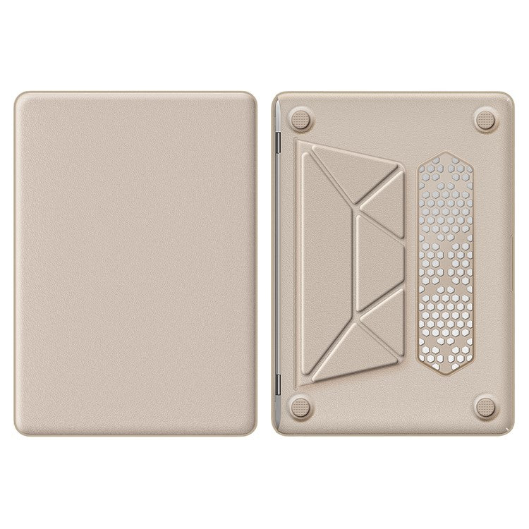 For MacBook Air 13 inch (2020) / (2018) A2337 M1 A2179 A1932 Laptop Case Anti-Slip PC+PU Leather Flip Cover - Gold