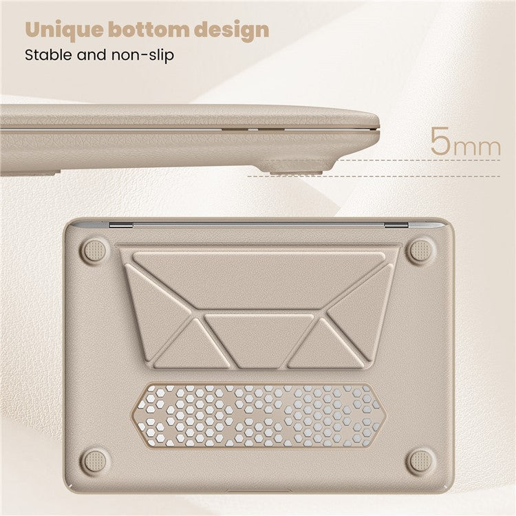 For MacBook Air 13 inch (2020) / (2018) A2337 M1 A2179 A1932 Laptop Case Anti-Slip PC+PU Leather Flip Cover - Gold