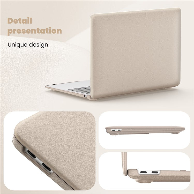 For MacBook Air 13 inch (2020) / (2018) A2337 M1 A2179 A1932 Laptop Case Anti-Slip PC+PU Leather Flip Cover - Gold