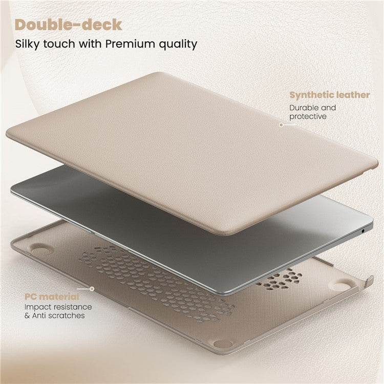 For MacBook Air 13 inch (2020) / (2018) A2337 M1 A2179 A1932 Laptop Case Anti-Slip PC+PU Leather Flip Cover - Gold
