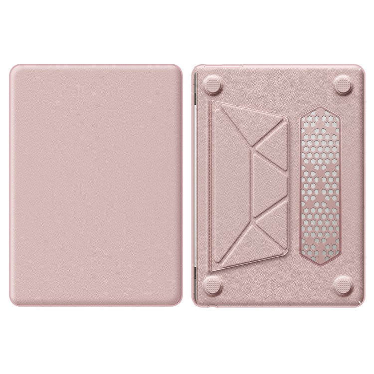 For MacBook Air 13 inch (2025) / (2024) M3 A3113 / (2022) M2 A2681 Laptop Case Anti-Slip PC+PU Leather Flip Cover - Pink