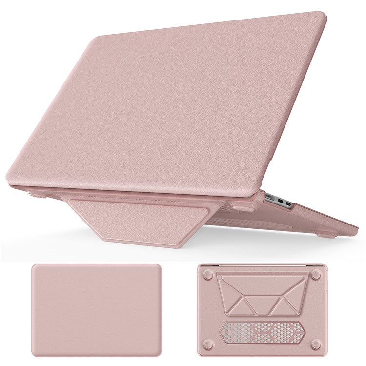 For MacBook Air 13 inch (2025) / (2024) M3 A3113 / (2022) M2 A2681 Laptop Case Anti-Slip PC+PU Leather Flip Cover - Pink